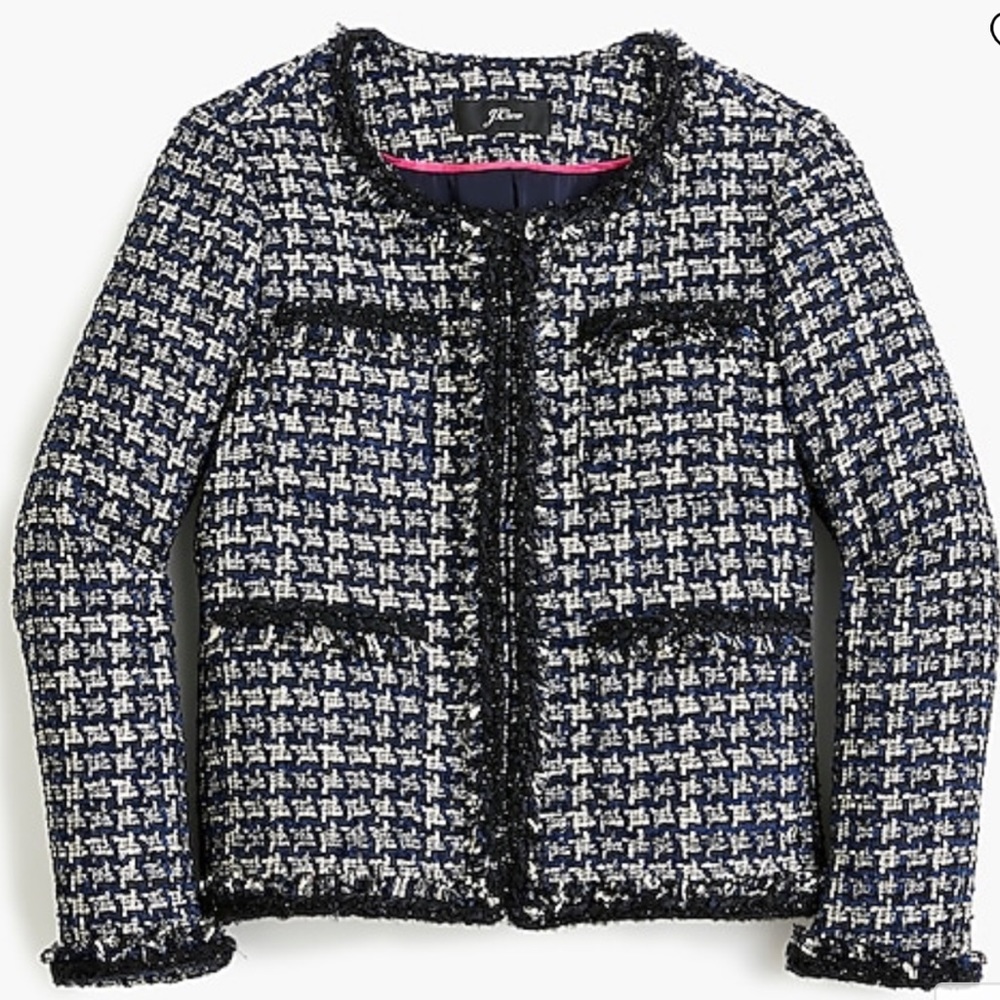 J.Crew Blue Lady Jacket in Metallic Houndstooth